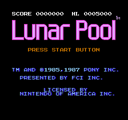 Lunar Pool title screen for NES